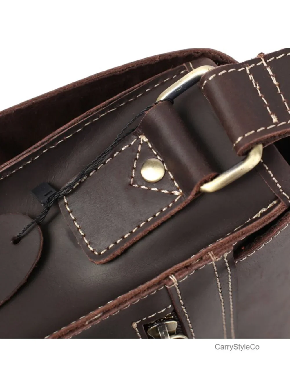 Vintage Cowhide Leather Messenger Bag Men Crossbody Purse with Adjustable Strap